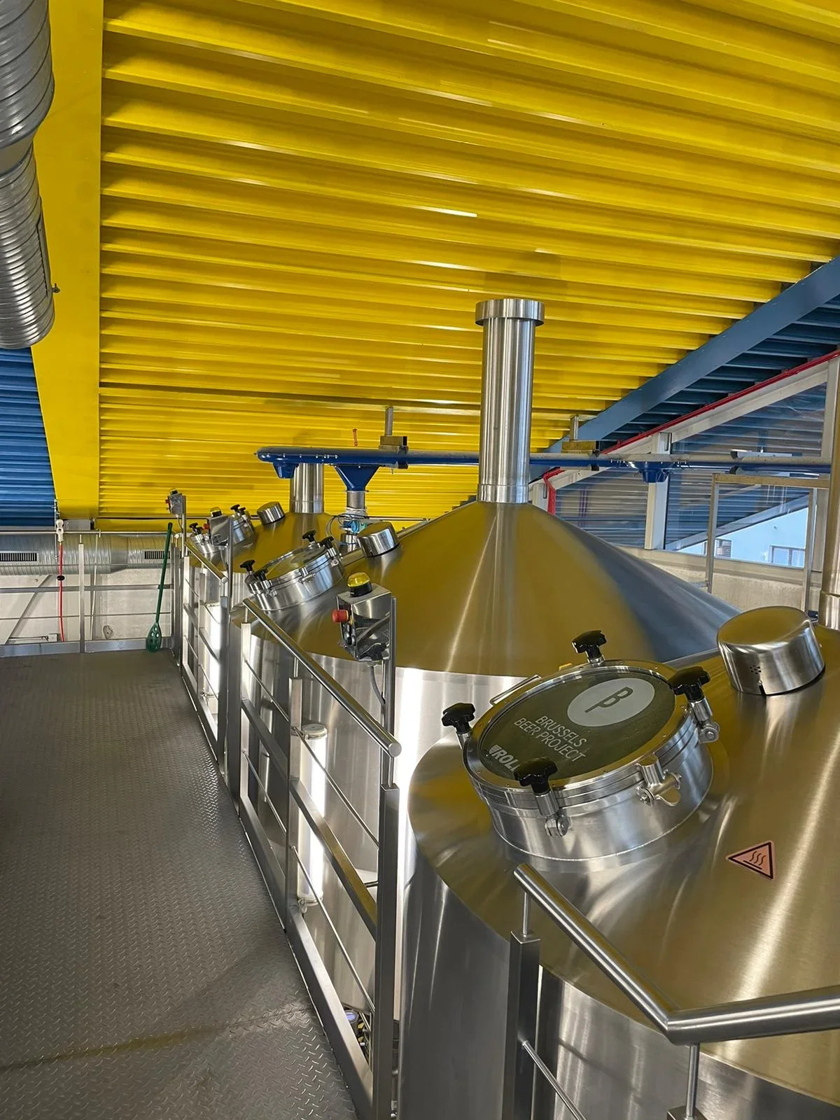 Beer brewing tanks, viewed from the top